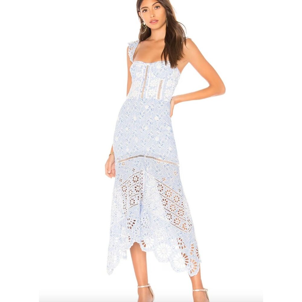 Karina Grimaldi Blue Lace Midi Dress